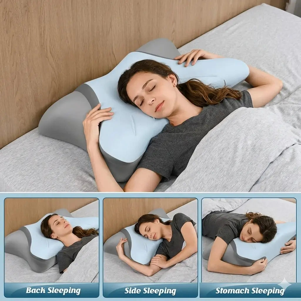 Dual-Height Contour Memory Foam Cooling Pillow (5.1" / 4.3" Loft) (1-Pack) for multi sleep position