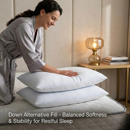Dual-Sided Sleep Surface Down Alternative Hotel Bed Pillows 