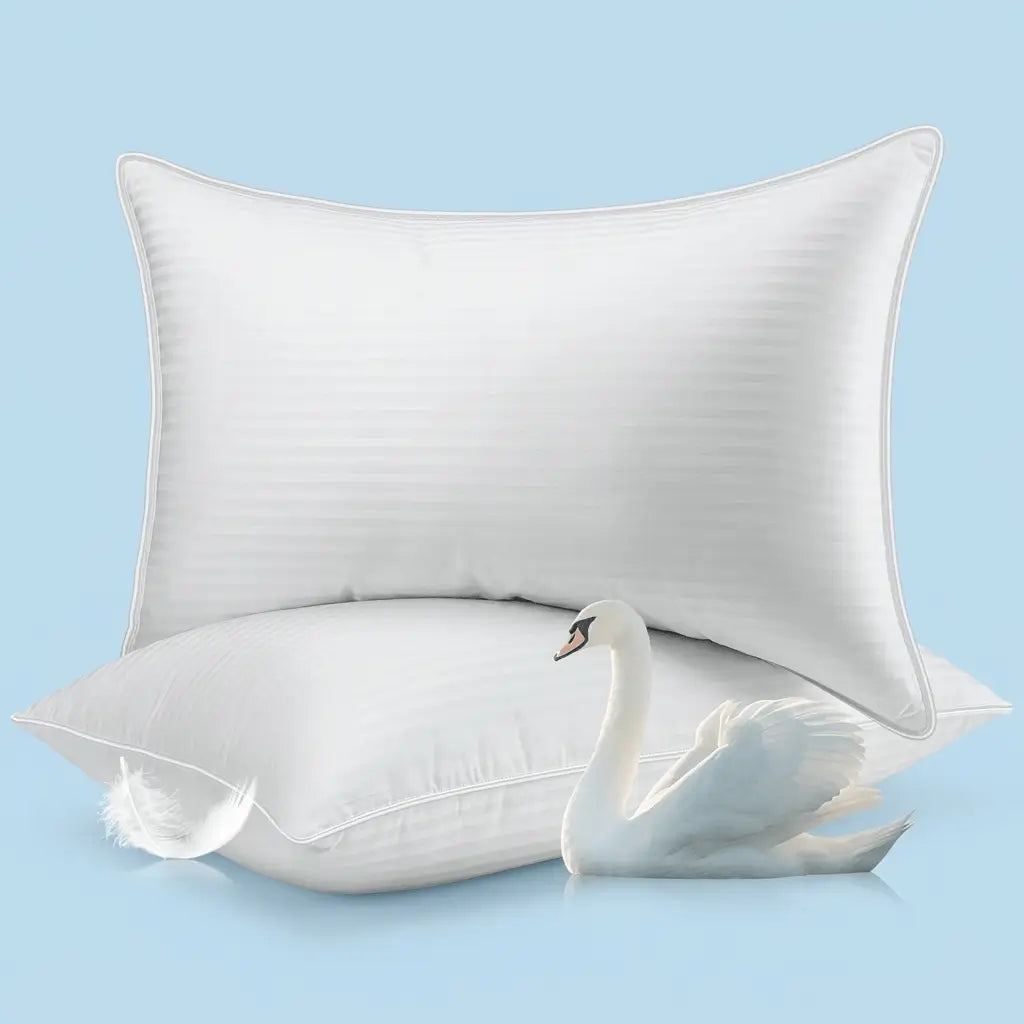 Goose Feather & Down Alternative Hotel Pillows –600 TC Cotton Cover, Plush Support for Side & Back Sleepers