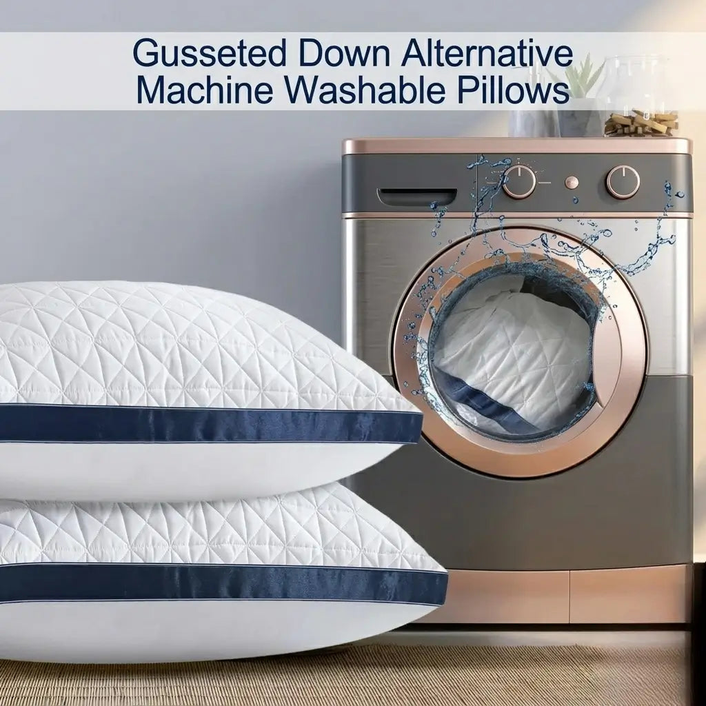 Sapphire Edge Cooling Gusseted Hotel Pillows –  Machine Washable Pillows
